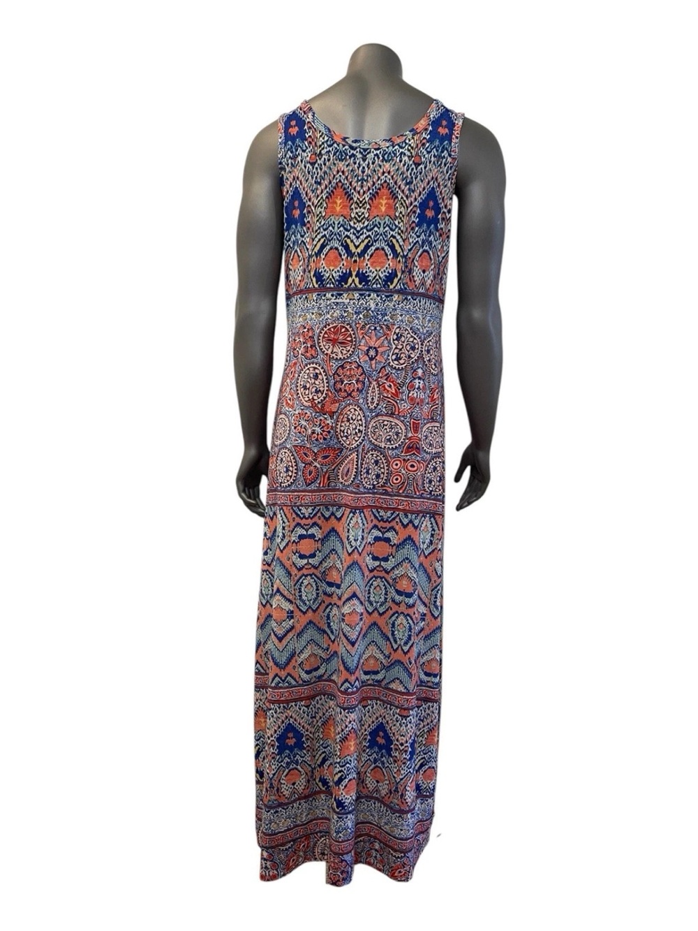 Nine West Maxi Dress Women’s 10 Boho Paisley Long Full Length Stretch Sundress - Picture 2 of 8
